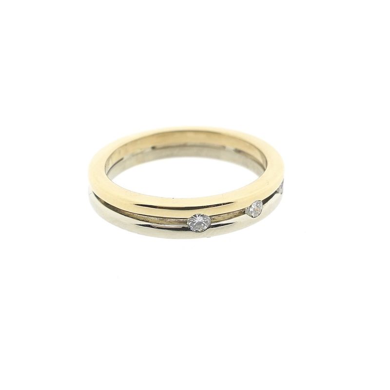 Image 4 of Two-tone gold ring with diamonds; 0.18 ct.
