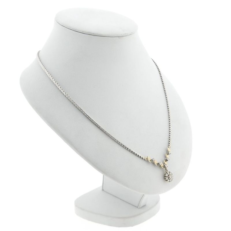 Image 3 of Bicolor Gold Necklace with Fixed Pendant and Diamonds; 0.45 ct.