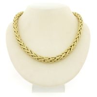 Two-tone gold foxtail link necklace