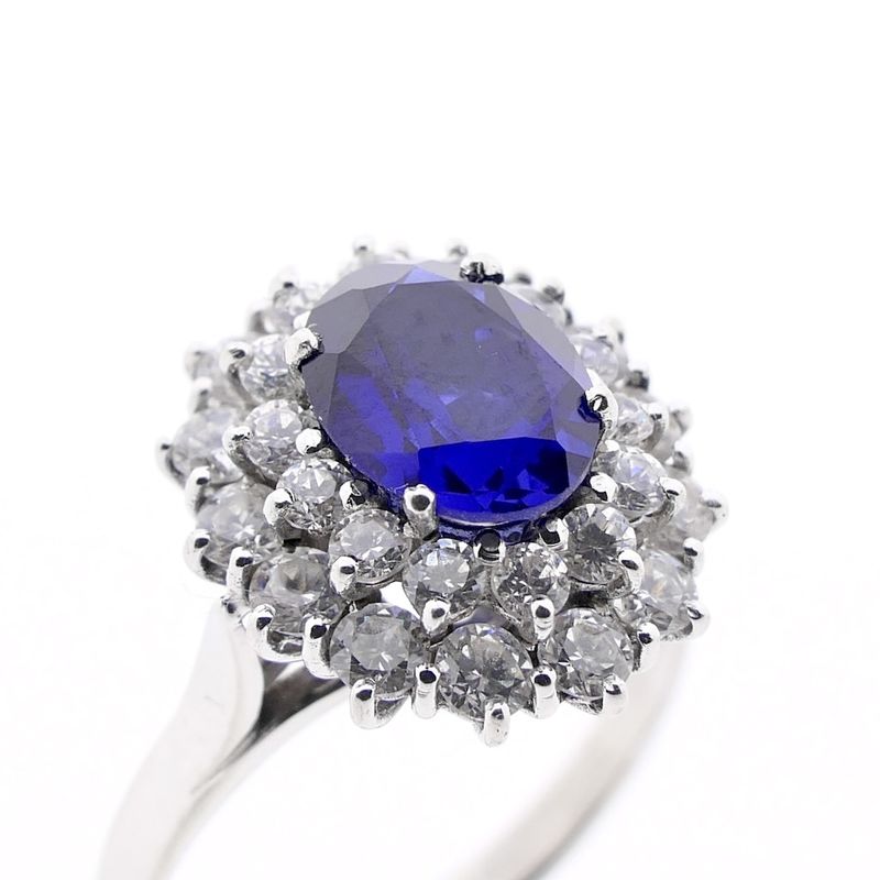 Image 3 of 18 carat white gold cocktail ring with zirconia and sapphire