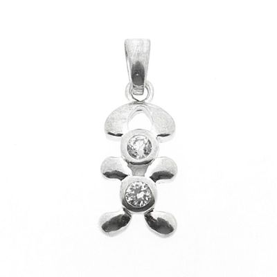 Image 1 of Silver abstract pendant of mini mouse with zirconia