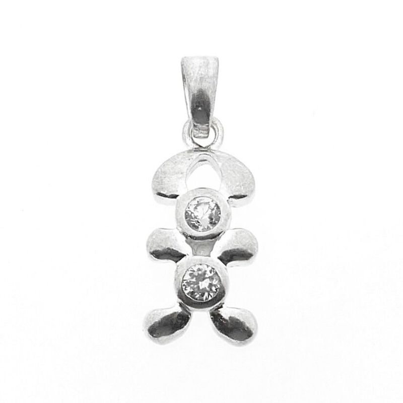 Image 1 of Silver abstract pendant of mini mouse with zirconia