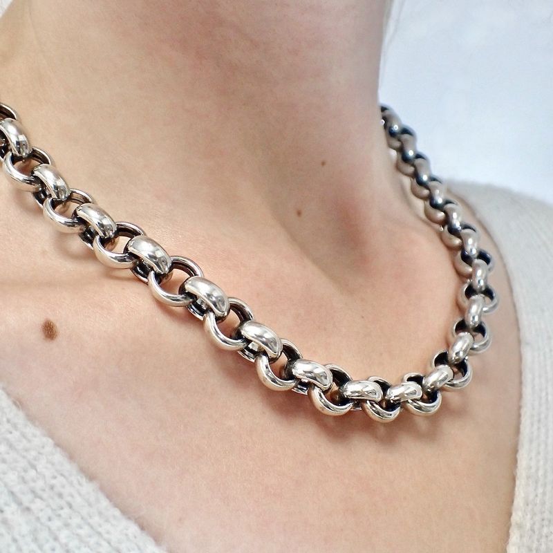 Image 7 of Silver robust jasseron necklace | 50 cm