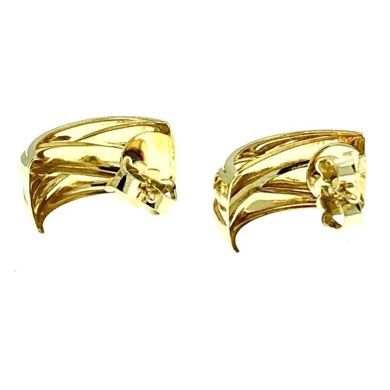 Image 3 of Gold stud earrings; half round | 14 carat