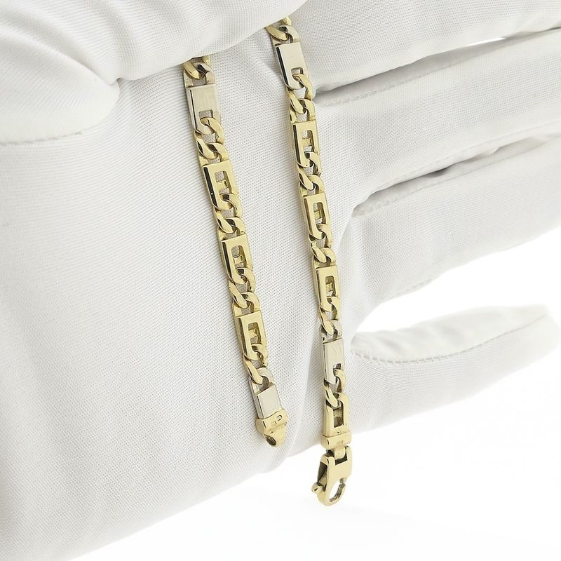 Image 9 of Two-tone gold figaro link bracelet