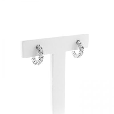 Image 2 of White gold semi-circular stud earrings with diamonds; 0.48 ct.