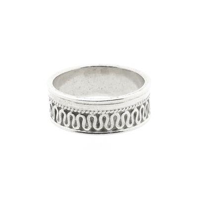 Image 2 of Silver ring with meander pattern