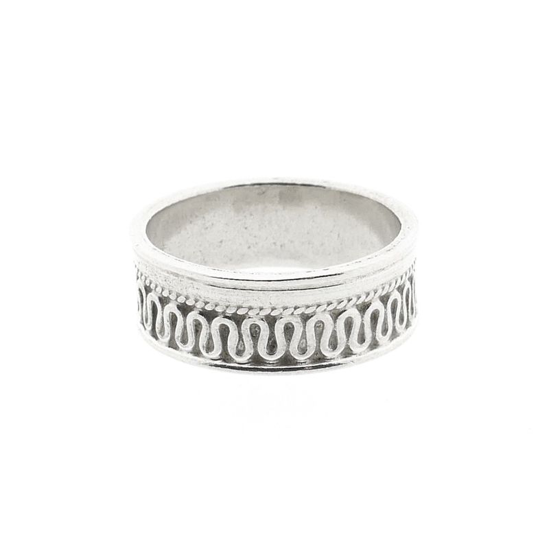 Image 2 of Silver ring with meander pattern