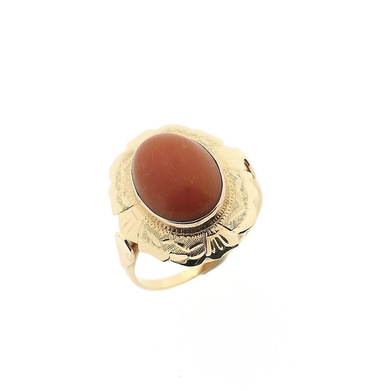 Image 1 of Rose gold ring with red coral | Vintage/antique
