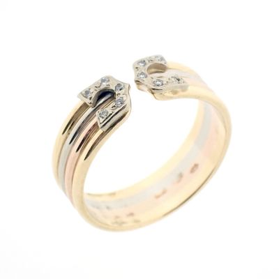 Image 1 of Tricolor gold ring with diamonds 0.05 ct.