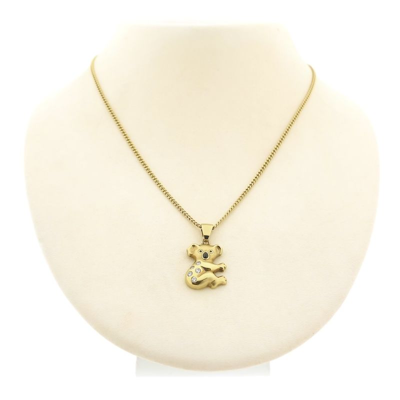 Image 3 of Gold pendant of a koala with enamel and zirconia