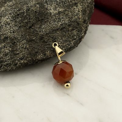 Image 2 of Vintage gold bullet pendant with carnelian