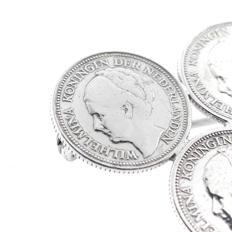 Image 5 of Silver brooch Wilhelmina coins | Three-leaf clover