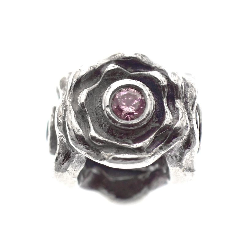 Image 3 of Pandora charm; Silver; Pink Rose