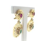 Image 3 of 18 carat gold oriental earrings with ruby ​​and emerald