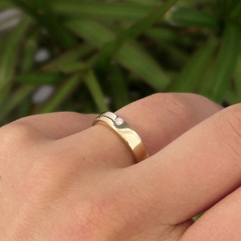 Image 5 of Two-tone gold solitaire ring with diamond; 0.03 ct.