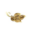 Image 3 of Gold brooch of leaves with sapphire