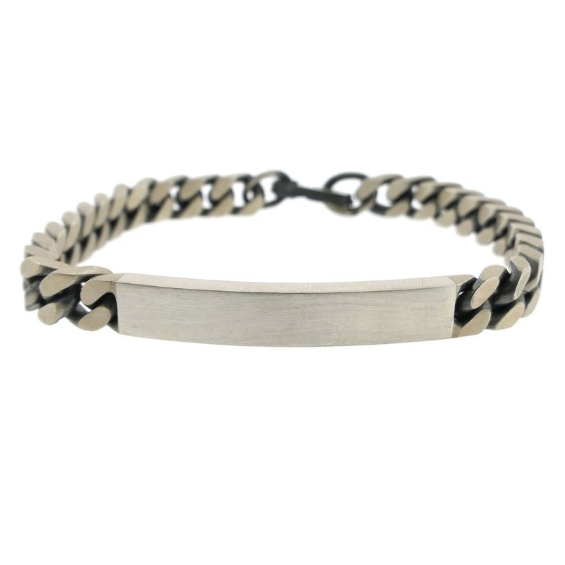 Image 3 of Silver robust gourmet link bracelet with engraving plate