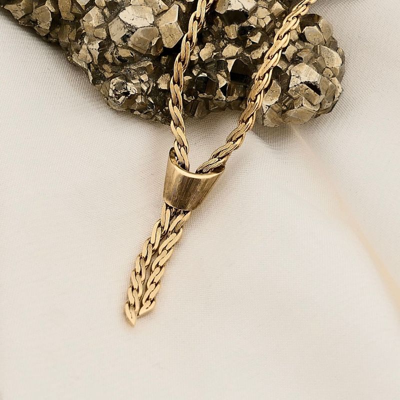 Image 2 of Gold Fantasy Link Necklace with Fixed Pendant; 14 Karat; 43 cm