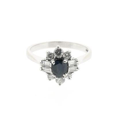 Image 2 of White gold cocktail ring with sapphire and diamond; 0.62 ct.