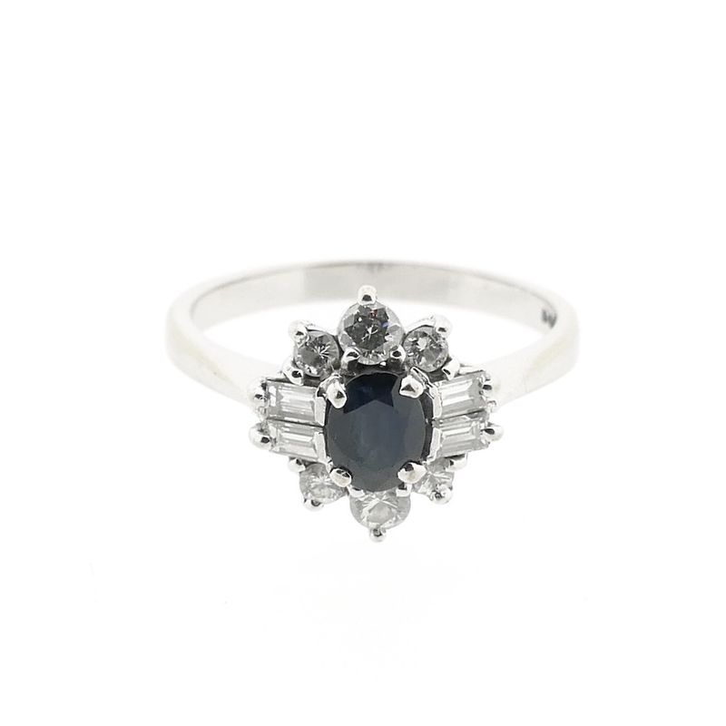 Image 2 of White gold cocktail ring with sapphire and diamond; 0.62 ct.