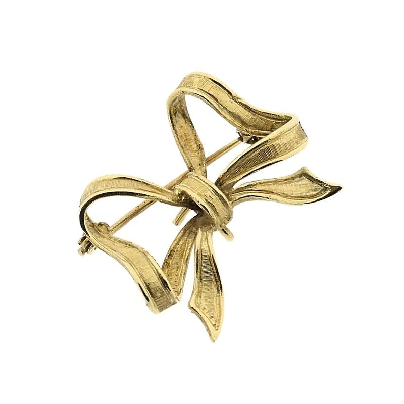 Image 10 of Gold brooch; Bow