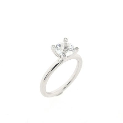 Bron Jewelry white gold 'Phlox' ring set with Lemonquartz and 0.04 ct diamond. Image 1 of Bron Jewelry white gold 'Phlox' ring set with Lemonquartz and 0.04 ct diamond.