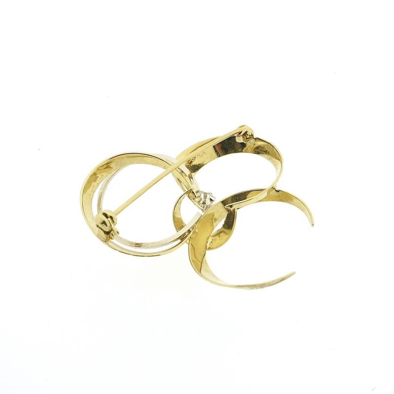 Image 4 of Two-tone gold brooch with diamond | 0.04 ct.