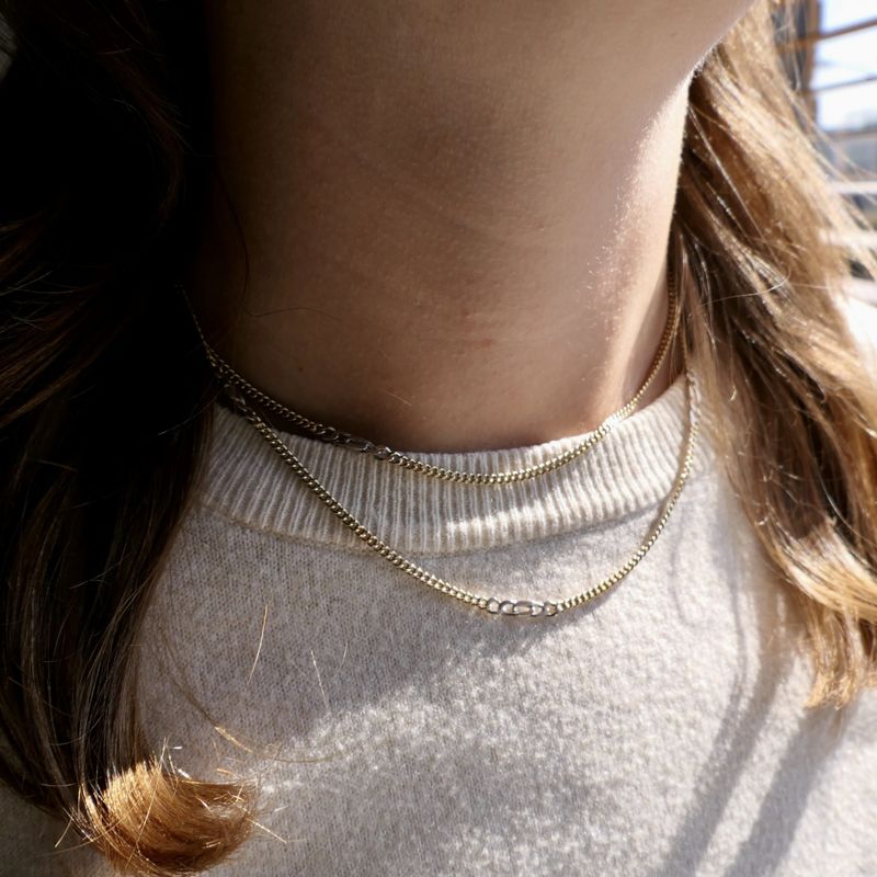 Image 11 of Two-tone gold gourmet/fantasy link chain