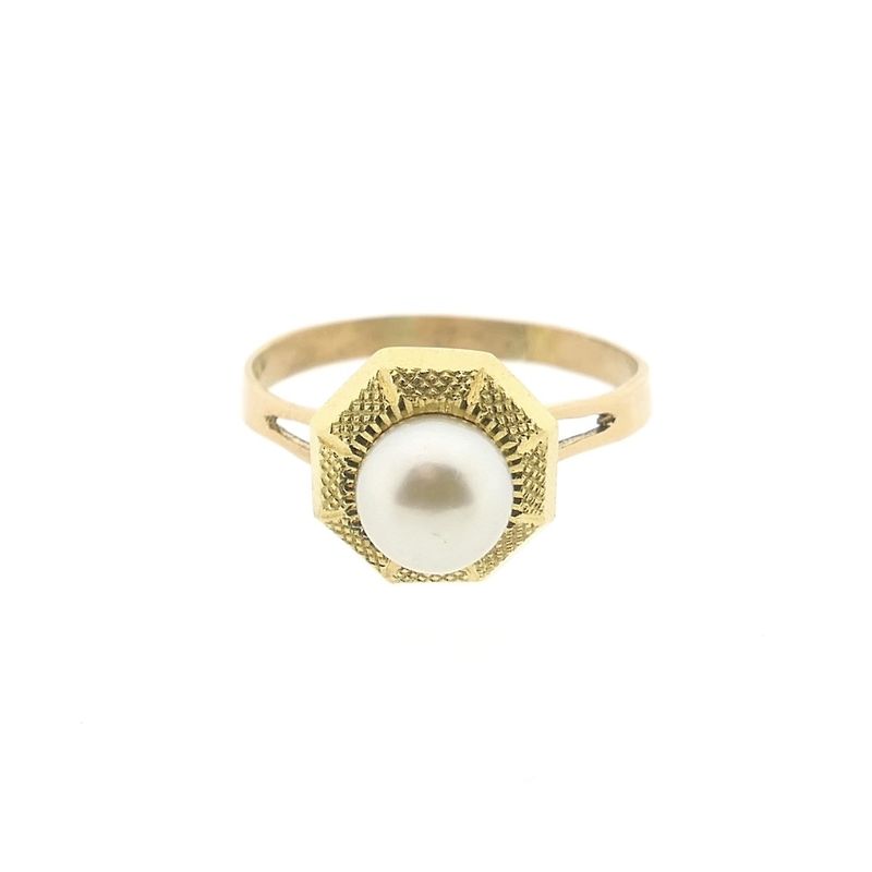 Image 3 of Vintage two-tone gold ring with pearl