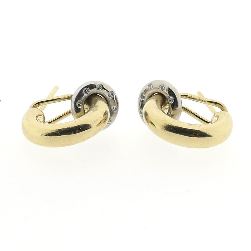Image 4 of 18-karat two-tone gold earrings with 0.16 ct. diamonds
