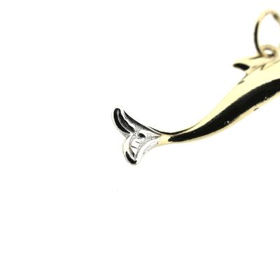 Two-tone gold dolphin pendant with diamond; 0.005 ct. Image 2 of Two-tone gold dolphin pendant with diamond; 0.005 ct.