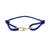 Forever Knots® Handmade Blue Satin Bracelet with Gold Link