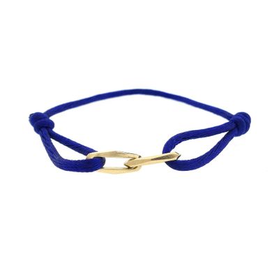Image 1 of Forever Knots® Handmade Blue Satin Bracelet with Gold Link