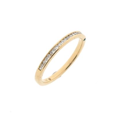 Gold ring with emerald and diamond | 0.10 ct. Image 1 of Gold ring with emerald and diamond | 0.10 ct.