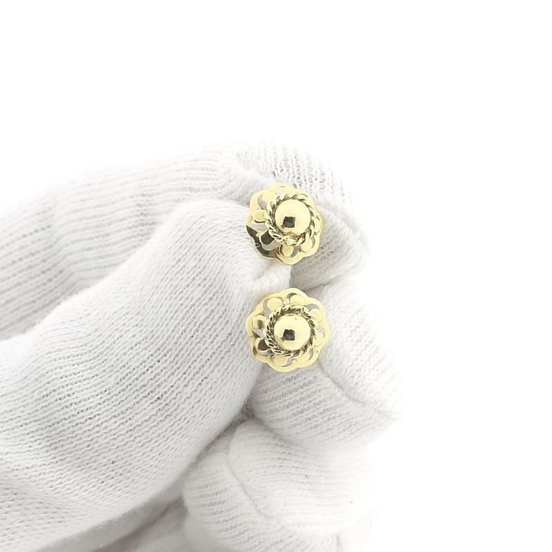 Image 9 of Gold floral stud earrings | Vintage