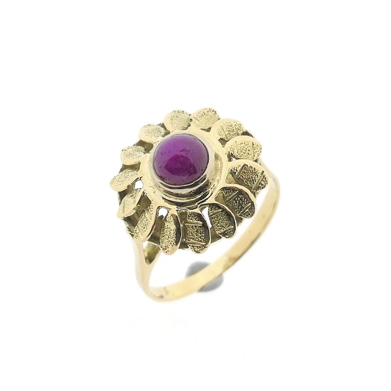 Image 1 of Vintage gold floral ring with ruby