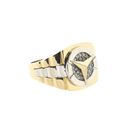 Image 4 of Bicolor Gold Mercedes Benz Men's Ring with Zirconia