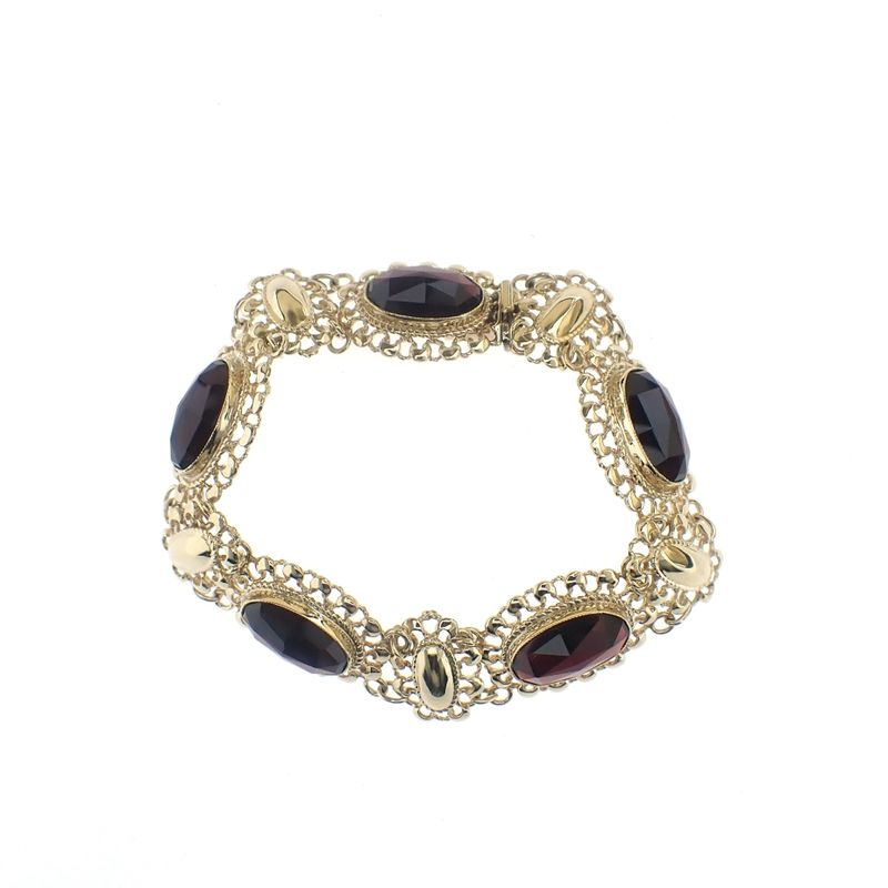 Image 7 of Vintage gold boat bracelet with garnet
