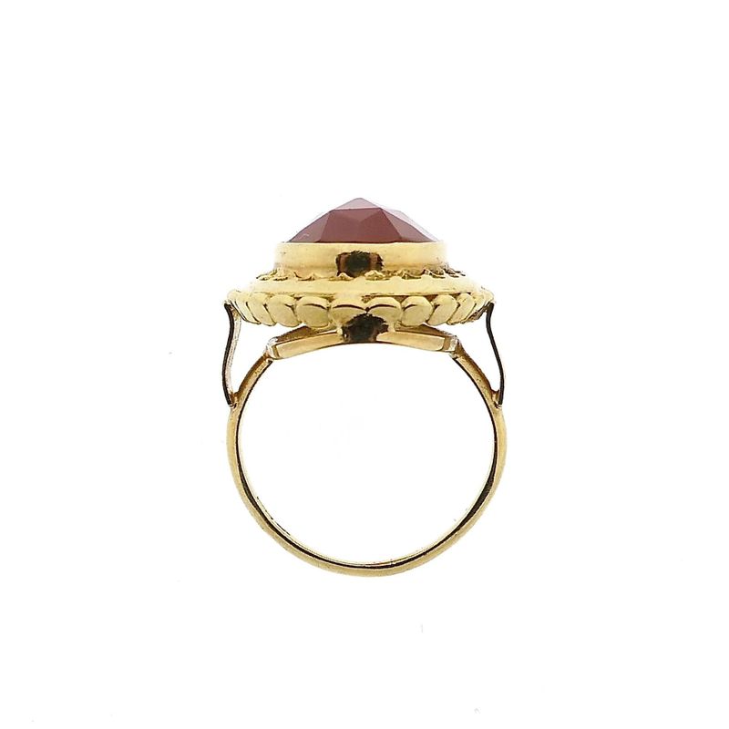 Image 5 of Gold statement ring with carnelian; 14 carat; size 15.75