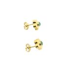 Image 10 of 18 ct. Gold floral stud earrings with jade