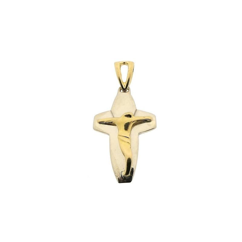 Image 1 of Two-tone gold pendant of a cross with corpus