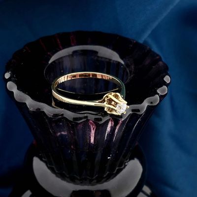 Image 2 of Gold Ring with Zirconia; 14K; Size 17.75