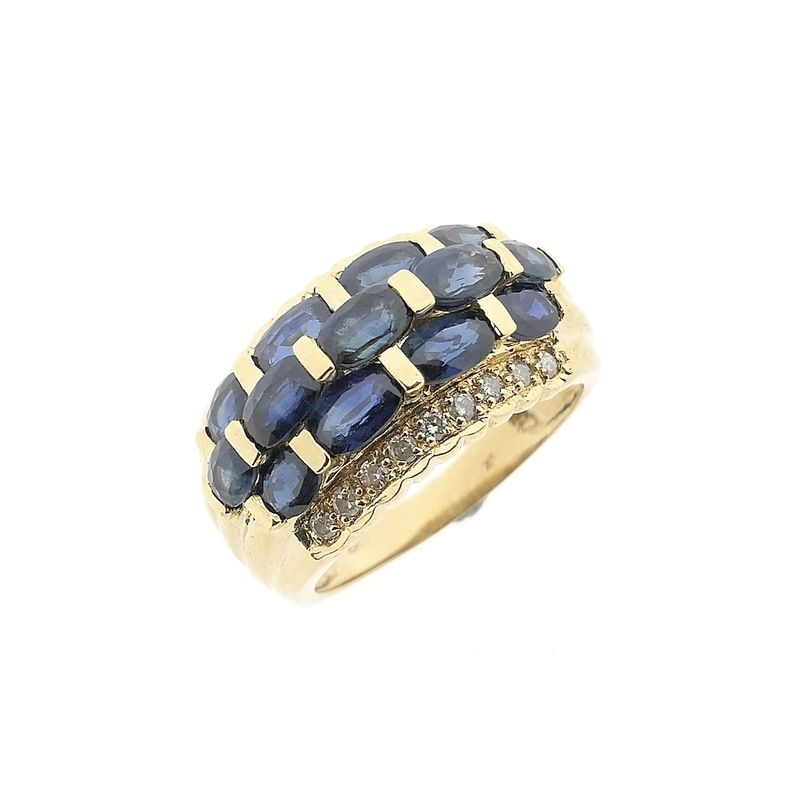 Image 1 of Gold ring with sapphire and diamond | 0.18 ct.