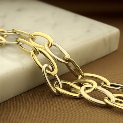 Image 2 of Monzario bicolor gold wide anchor link bracelet