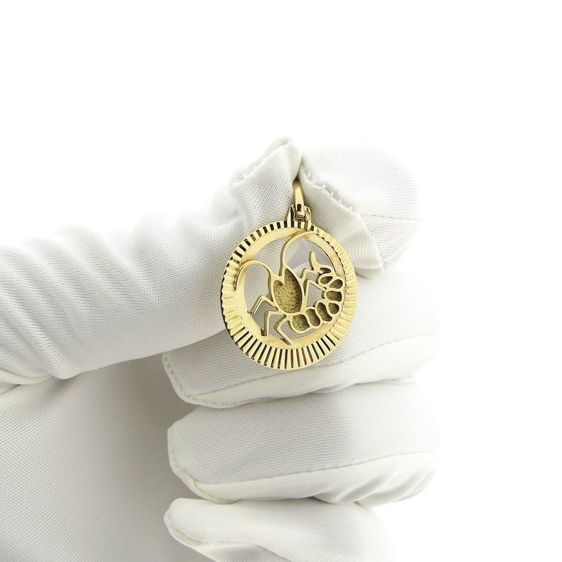 Image 11 of Gold zodiac sign pendant; Cancer