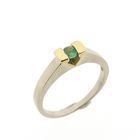 Image 1 of 18 carat bicolor gold ring set with emerald