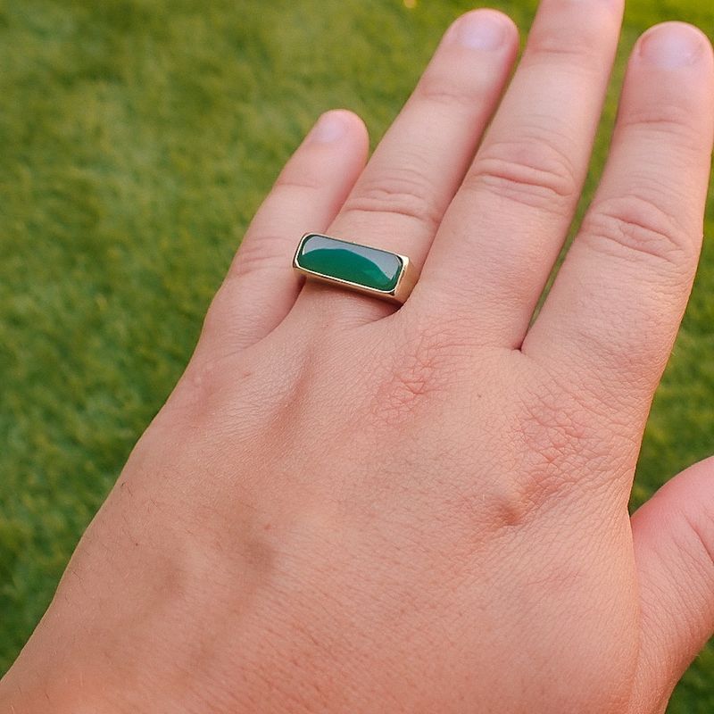 Image 7 of Gold ring with jade