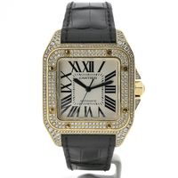 Cartier Santos 100 XL Automatic 2732 - W20071Y1; 18k gold watch with diamond setting