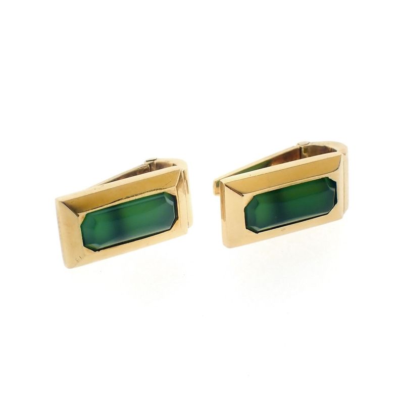 Image 5 of Gold earrings with jade